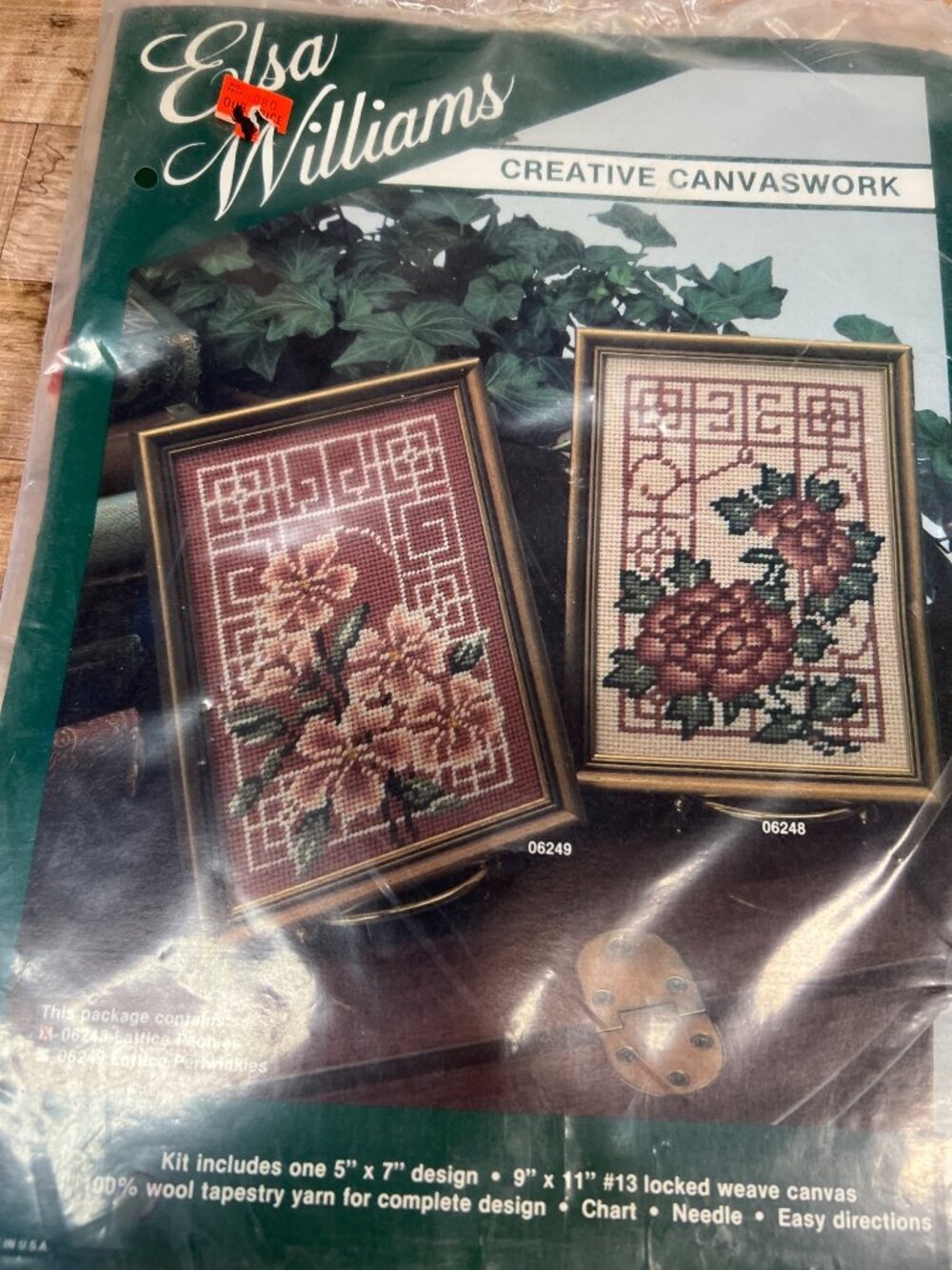 Elsa Williams Creative Needlepoint Kit Lattice Peonies Design 100% Wool Yarn